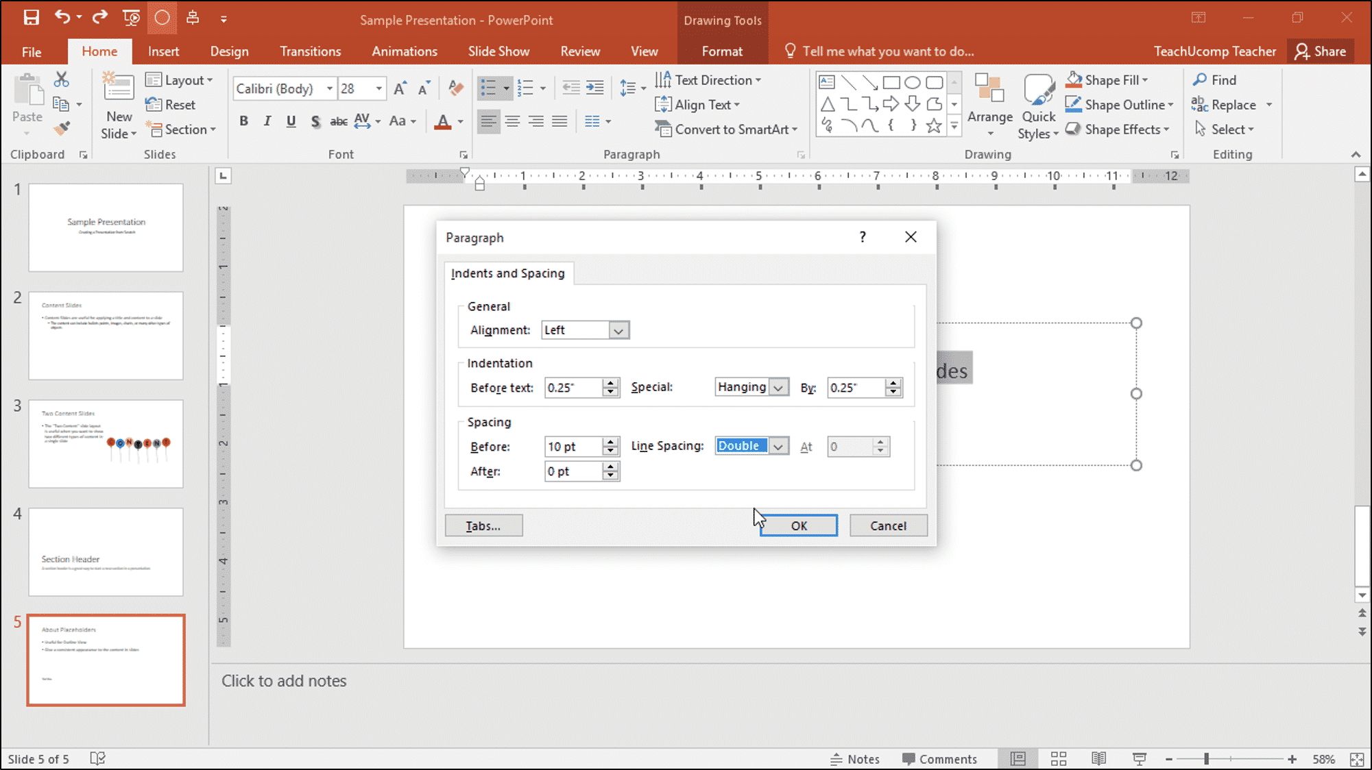 shortcut for powerpoint paragraphs mac